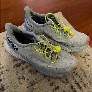 Hoka White and Neon Running Shoes